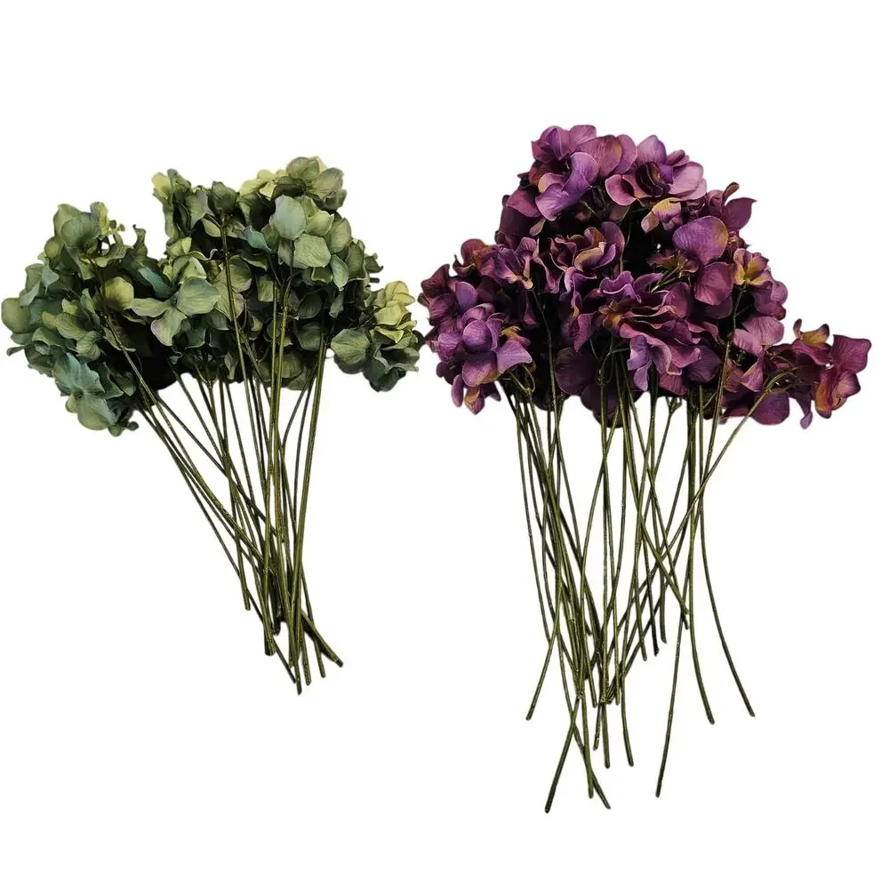 45 Pcs Purple Green Artificial Silk Hydrangea Flower Stem Floral Craft Decor Lot
